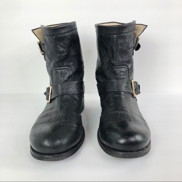 Jimmy Choo Youth Black Leather Biker Boots - Picture 2 of 11